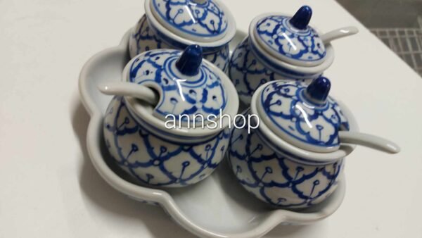 เซรามิคชุดเครื่องปรุง(ลายสับปะรด)วาดมือทุกชิ้น 