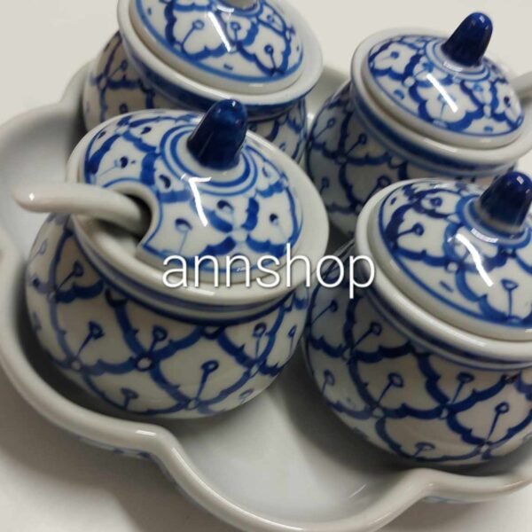 เซรามิคชุดเครื่องปรุง(ลายสับปะรด)วาดมือทุกชิ้น 
