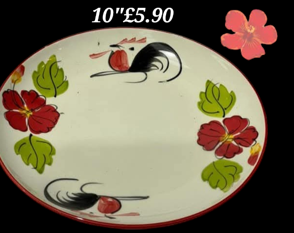 จานลายไก่2ตัว 10"