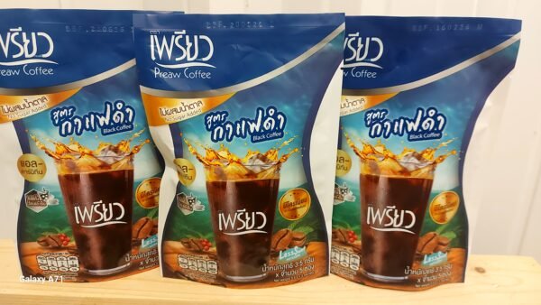Preaw Black Coffee 3packs×5sachets  กาแฟดำ