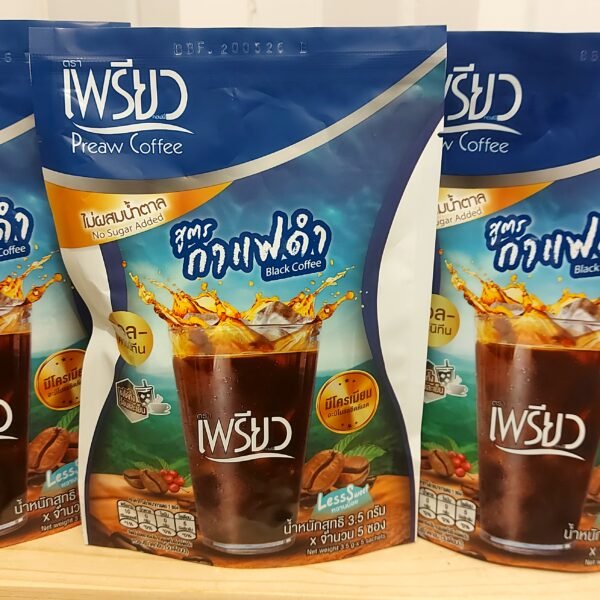 Preaw Black Coffee 3packs×5sachets  กาแฟดำ